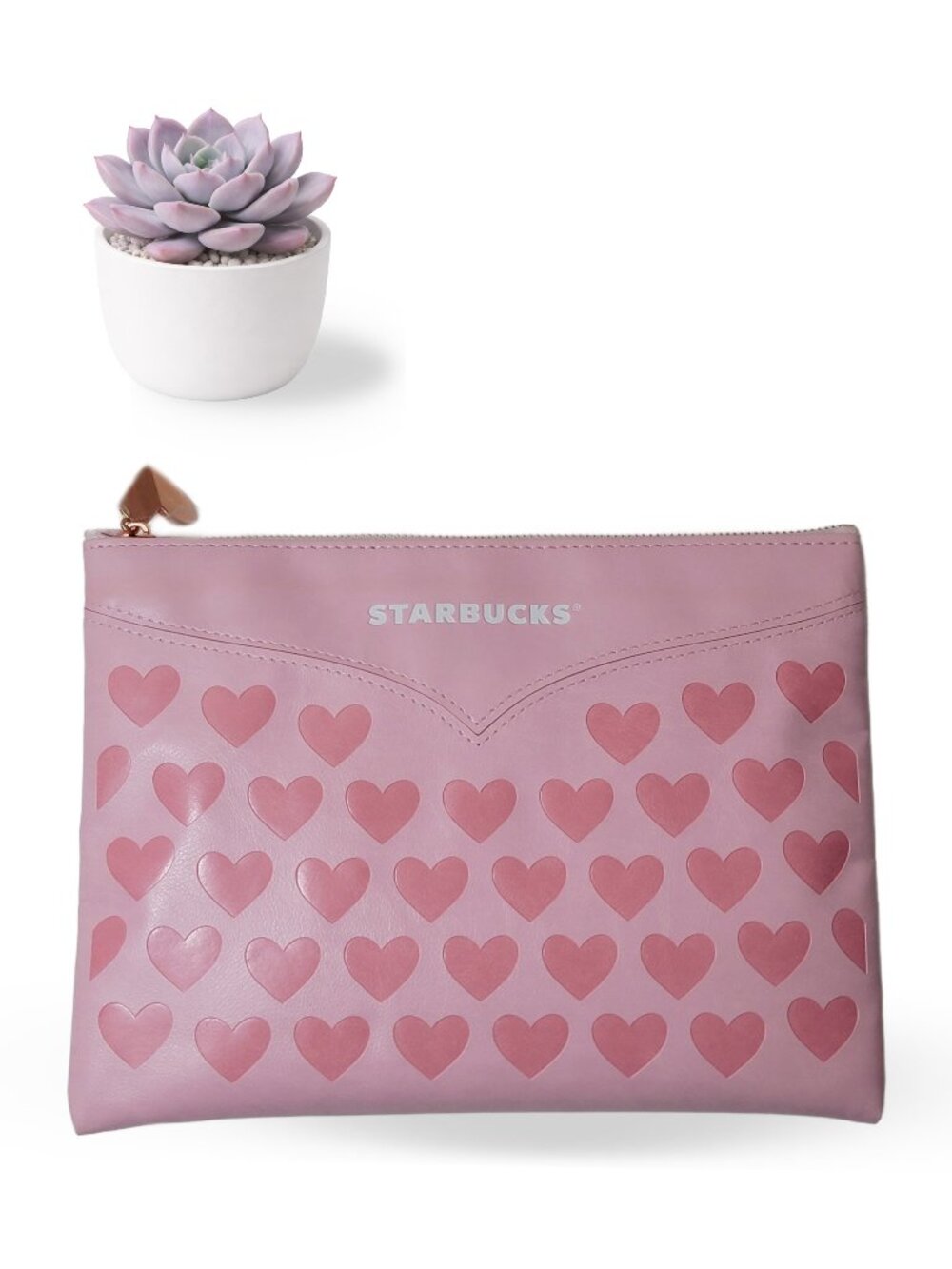 Starbucks x Emily in Paris Pink Heart Pouch Clutch Rose Gold Heart Charm 2022